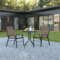 Flash Furniture TLH-0701303C-BN-GG Brazos 3 Piece Outdoor Patio Dining Set - 23.75